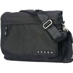 JJB Front Flap Fabric Messenger Bag in Black